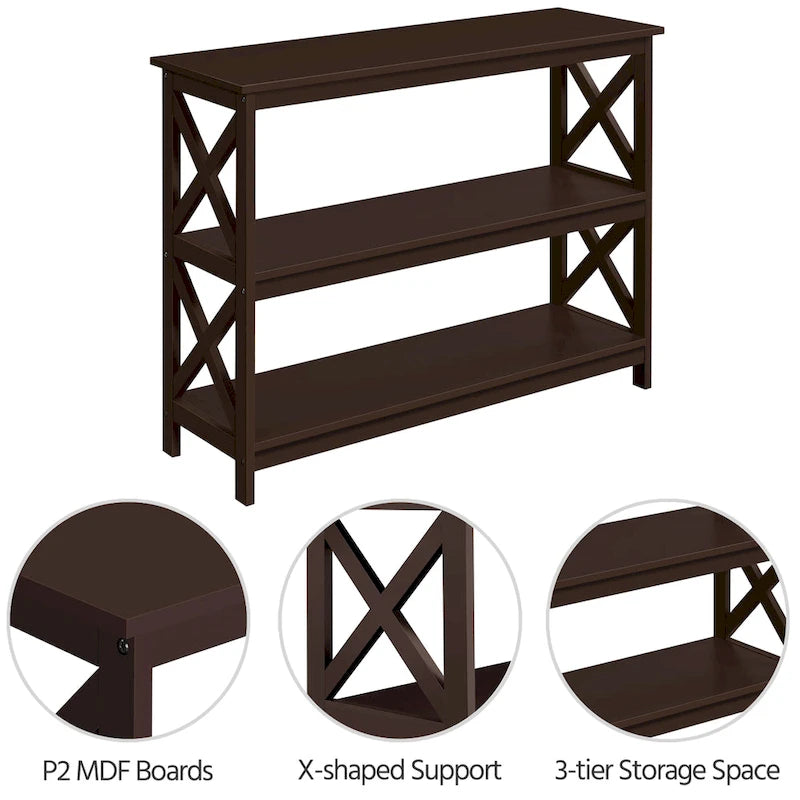 Yaheetech X-Design 3 Tiers Wooden Entryway Console Table-15