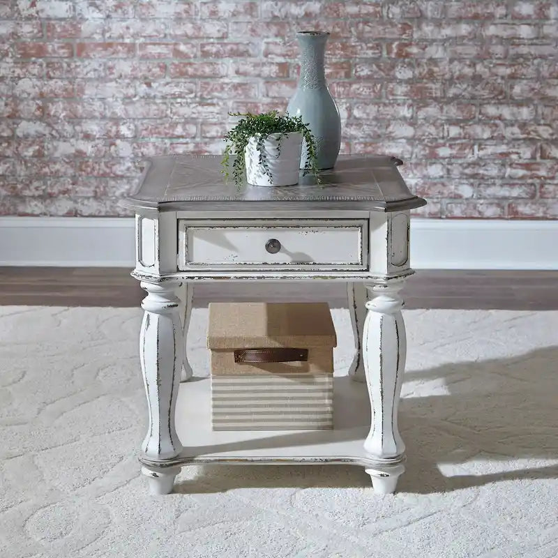 Magnolia Manor Antique White 3 Piece Set (1-Cocktail 2-End Tables)-10