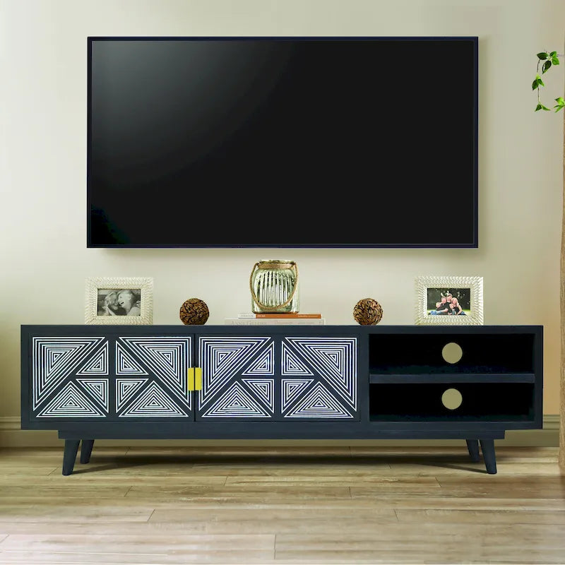 Bidi Mid-Century Modern 56-inch Wood 2-Open Shelf TV Stand by Furniture of America-18