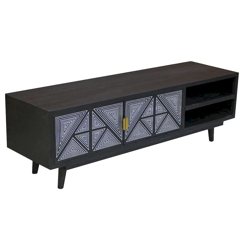 Bidi Mid-Century Modern 56-inch Wood 2-Open Shelf TV Stand by Furniture of America-4