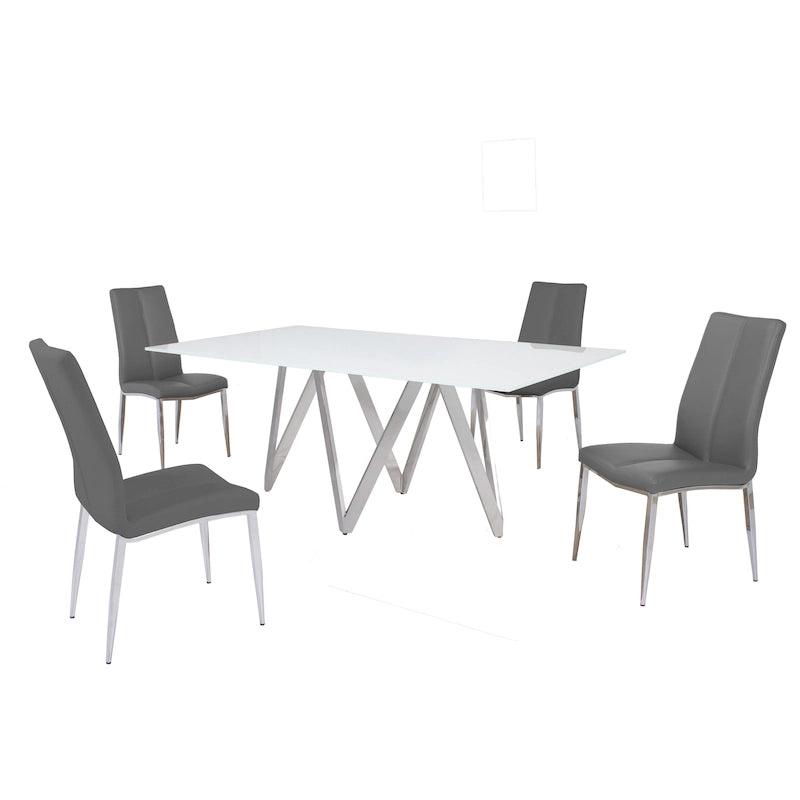 Somette Alyssa Starphire White 5-Piece Dining Set-16
