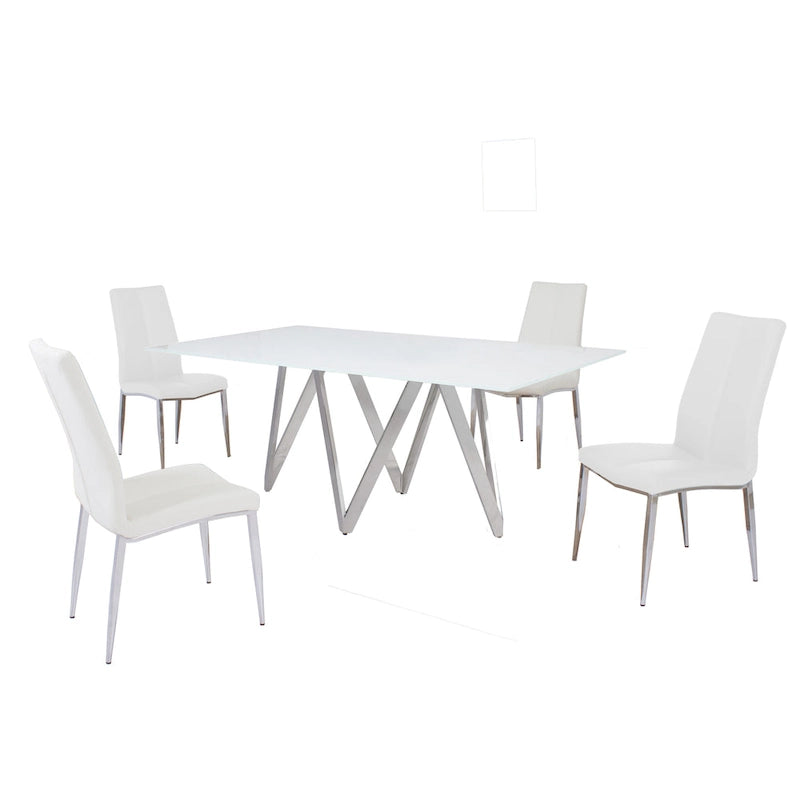 Somette Alyssa Starphire White 5-Piece Dining Set