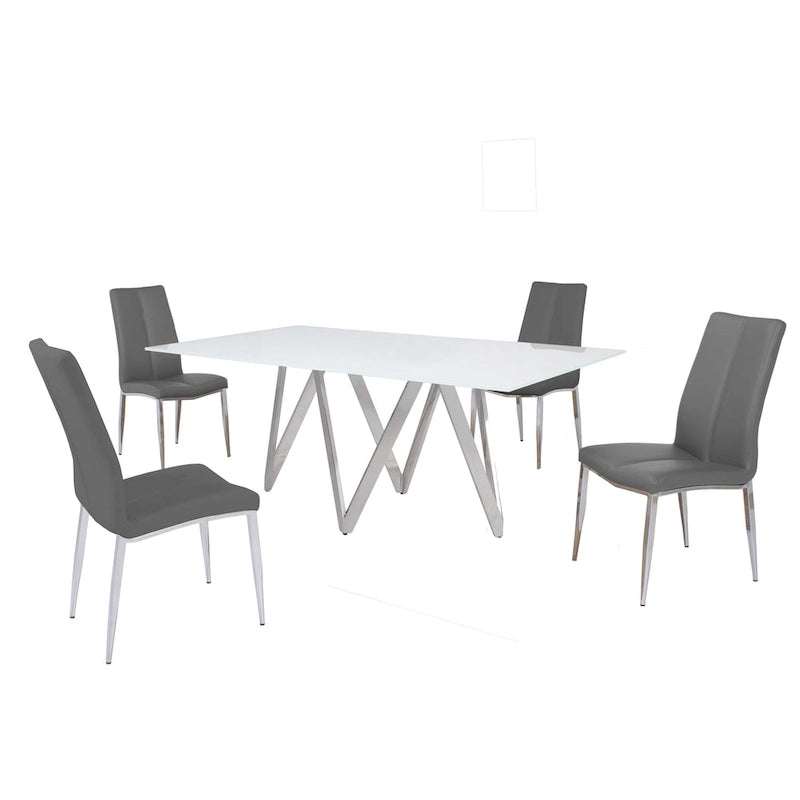 Somette Alyssa Starphire White 5-Piece Dining Set-2