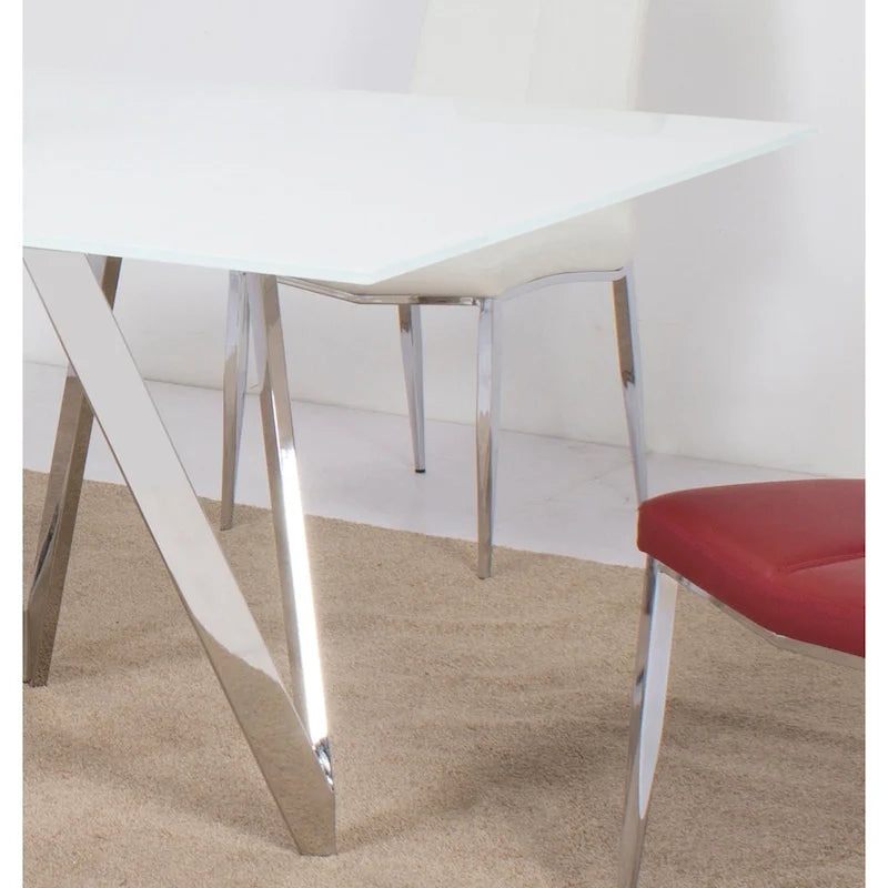 Somette Alyssa Starphire White 5-Piece Dining Set-6