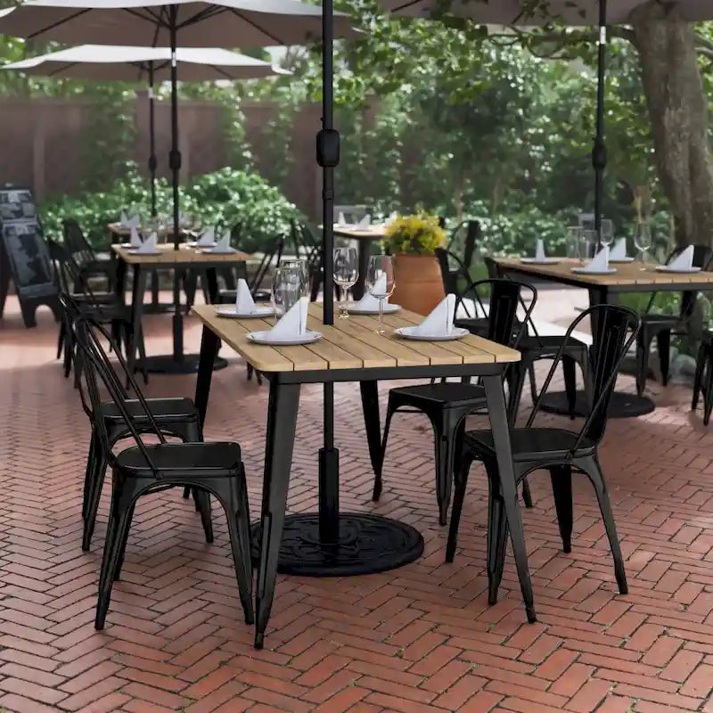 30x60 Commercial Poly Resin Restaurant Table with Umbrella Hole - 30W x 60D x 30H-12