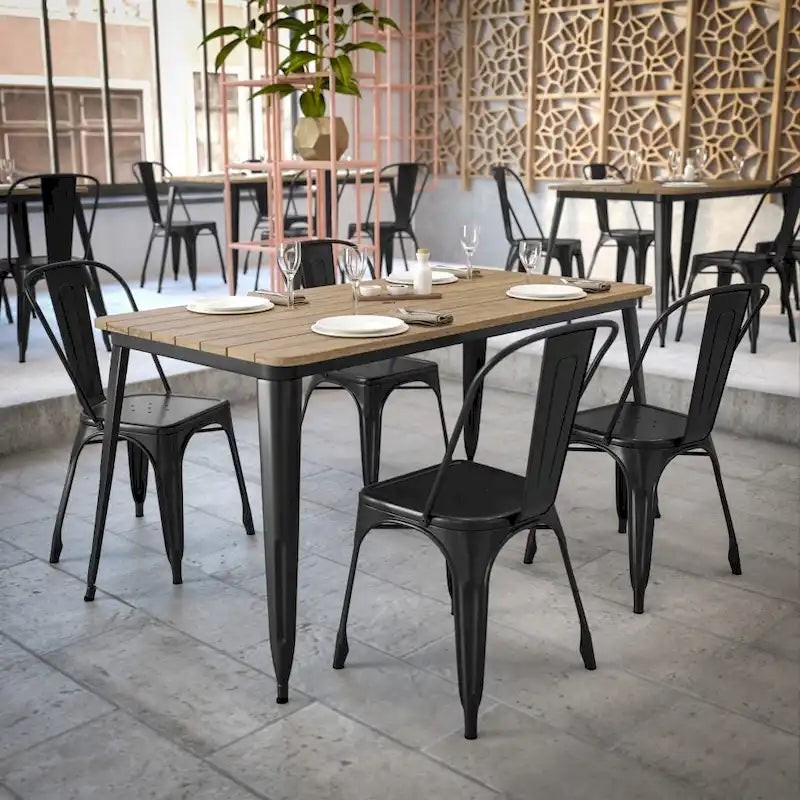 30x60 Commercial Poly Resin Restaurant Table with Umbrella Hole - 30W x 60D x 30H-14