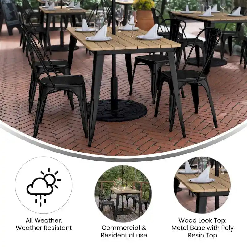 30x60 Commercial Poly Resin Restaurant Table with Umbrella Hole - 30W x 60D x 30H-16