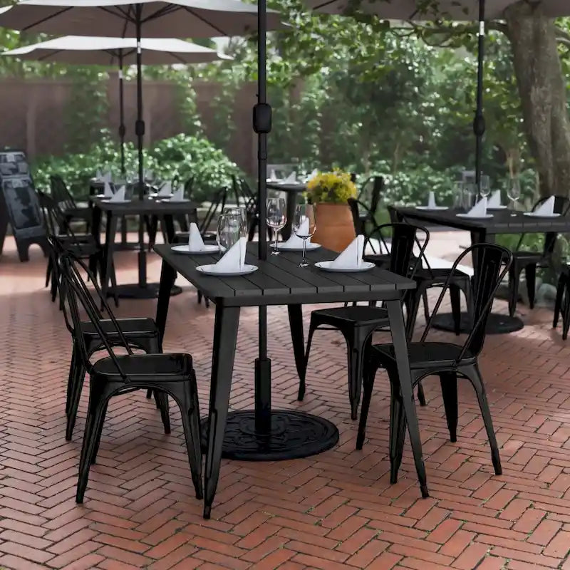 30x60 Commercial Poly Resin Restaurant Table with Umbrella Hole - 30W x 60D x 30H-21