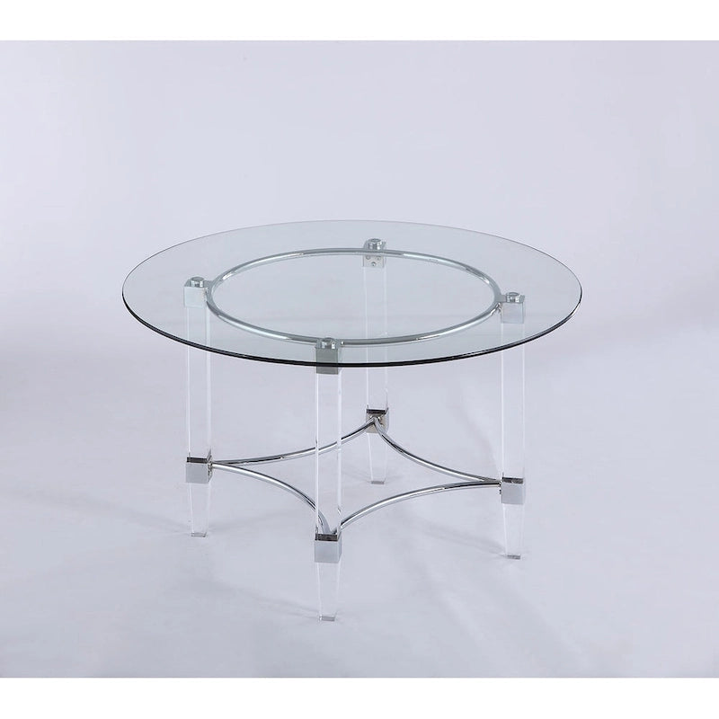 Somette Ridley Gold 5-Piece Round Glass/Acrylic Dining Set with Black Chairs-5