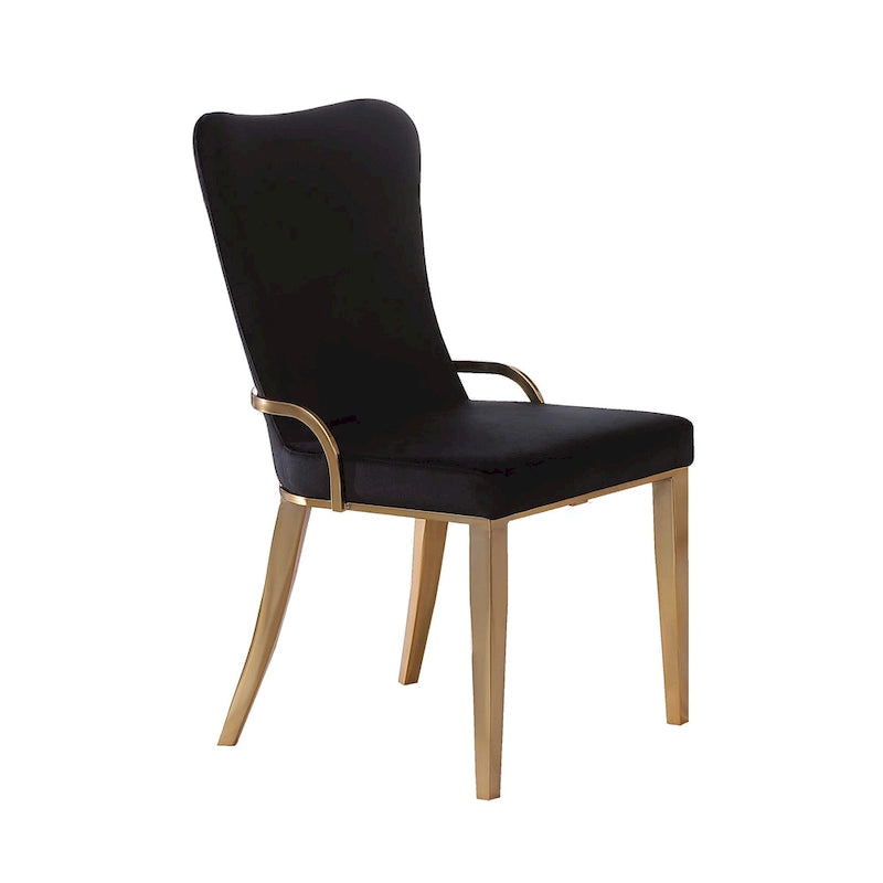 Somette Ridley Gold 5-Piece Round Glass/Acrylic Dining Set with Black Chairs-7