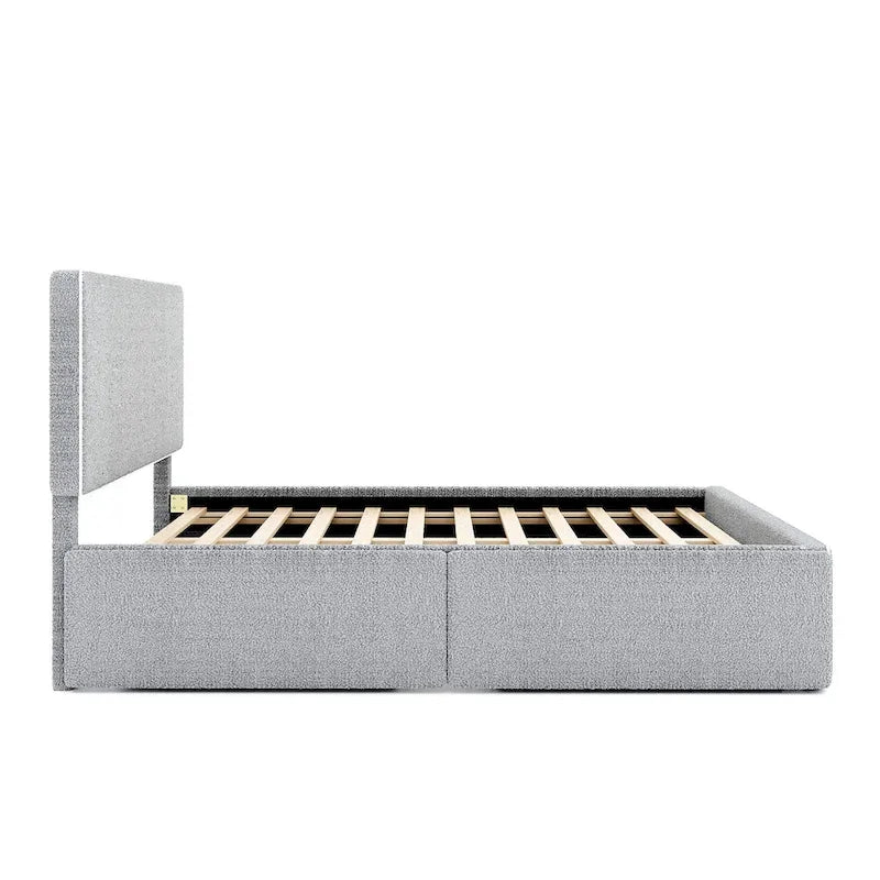 Upholstered Platform Bed with 4 Drawers and Golden Edge-33