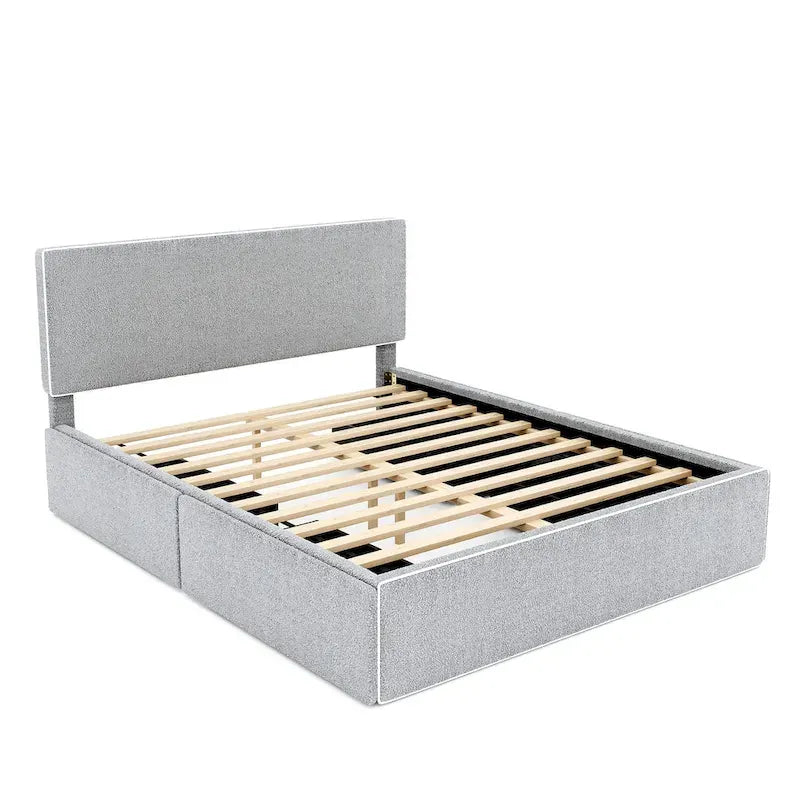 Upholstered Platform Bed with 4 Drawers and Golden Edge-40