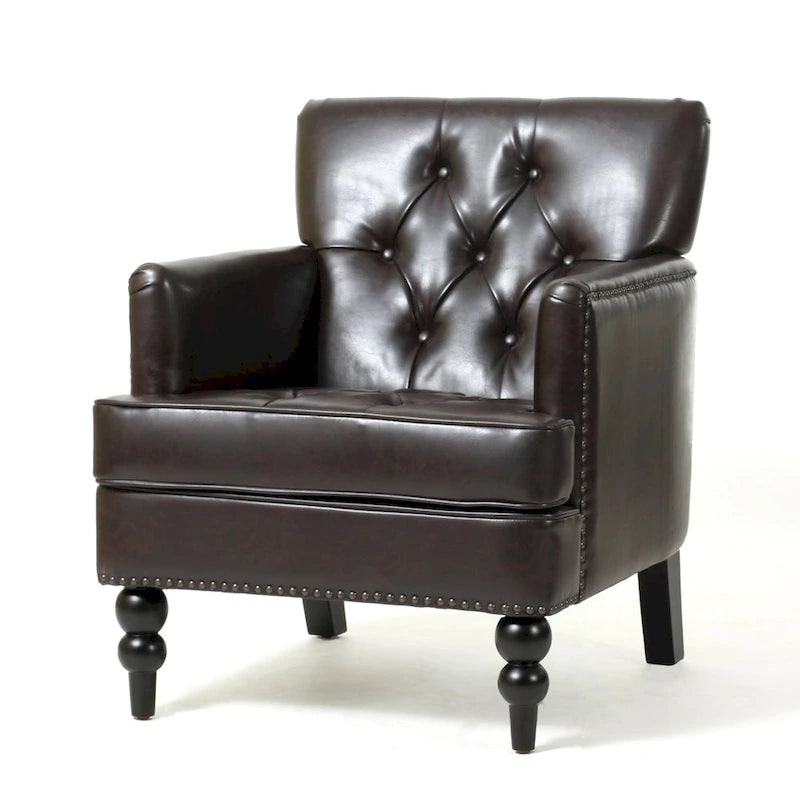Malone Brown Leather Club Chair by Christopher Knight Home