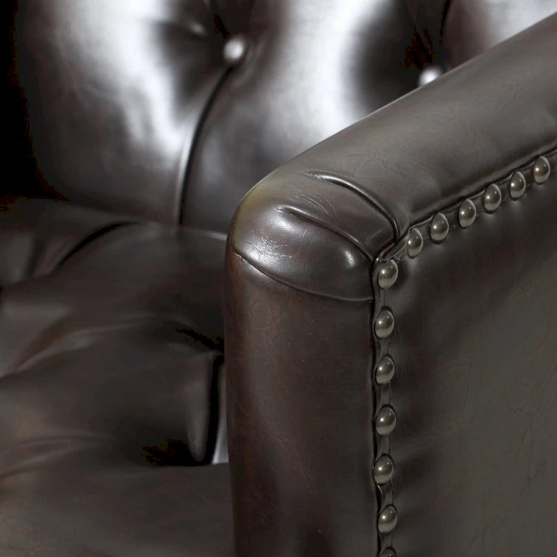Malone Brown Leather Club Chair by Christopher Knight Home-7