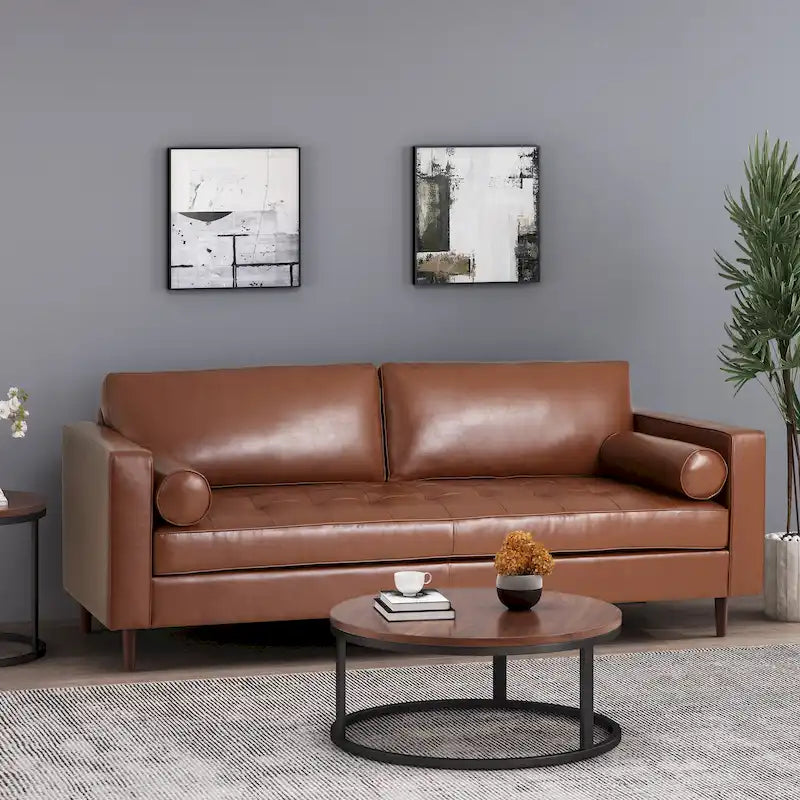 Malinta Contemporary Tufted 3 Seater Sofa by Christopher Knight Home - 82.25 L x 33.00 W x 33.00 H-37