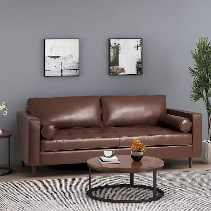 Malinta Contemporary Tufted 3 Seater Sofa by Christopher Knight Home - 82.25 L x 33.00 W x 33.00 H-38