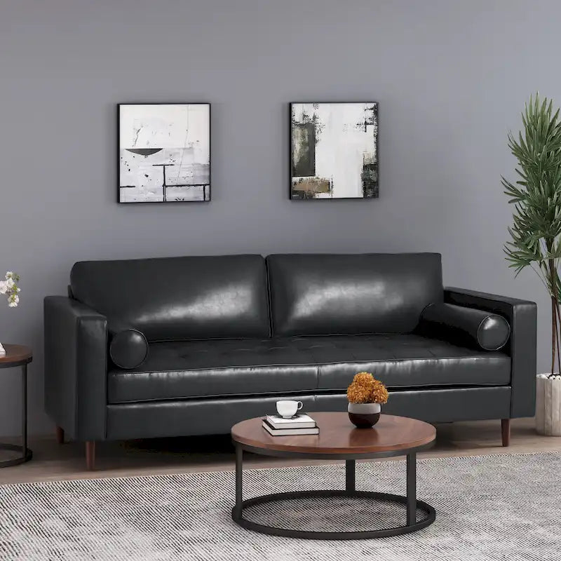 Malinta Contemporary Tufted 3 Seater Sofa by Christopher Knight Home - 82.25 L x 33.00 W x 33.00 H-39