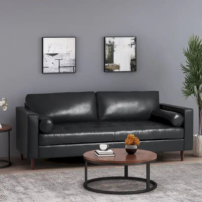 Malinta Contemporary Tufted 3 Seater Sofa by Christopher Knight Home - 82.25 L x 33.00 W x 33.00 H-5