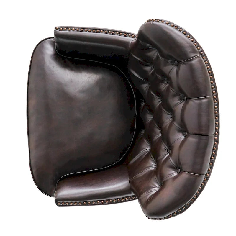 Tafton Oversized Brown Leather Tufted Club Chair by Christopher Knight Home-5