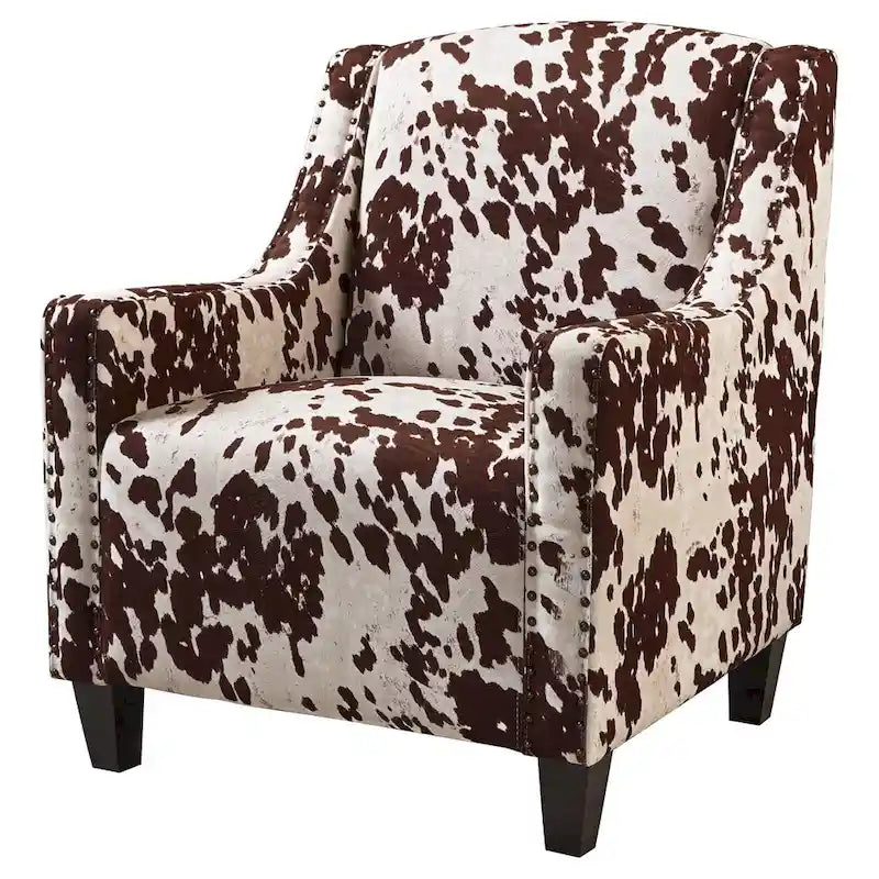 Elysabeth Cow Print Velvet Club Chair by Christopher Knight Home - 32.75L x 29.25W x 37.5H-7