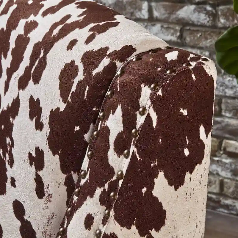 Elysabeth Cow Print Velvet Club Chair by Christopher Knight Home - 32.75L x 29.25W x 37.5H-3