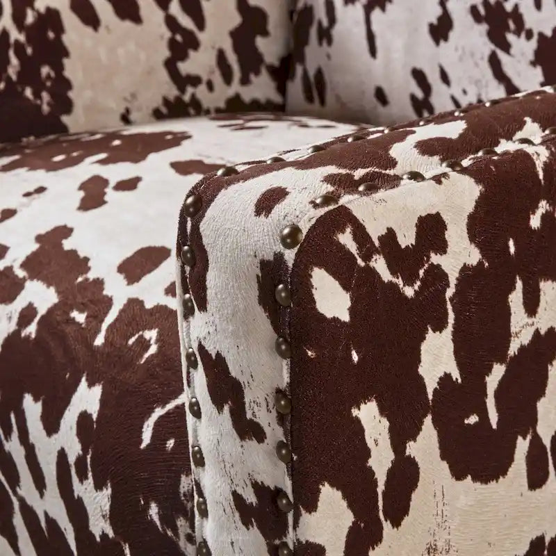 Elysabeth Cow Print Velvet Club Chair by Christopher Knight Home - 32.75L x 29.25W x 37.5H-4