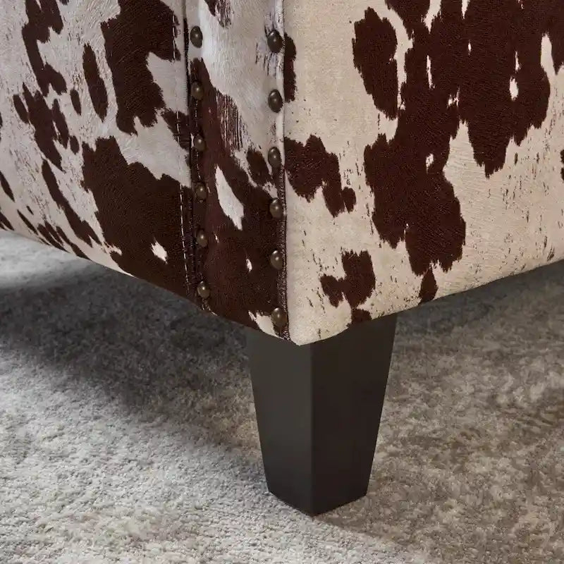 Elysabeth Cow Print Velvet Club Chair by Christopher Knight Home - 32.75L x 29.25W x 37.5H-5
