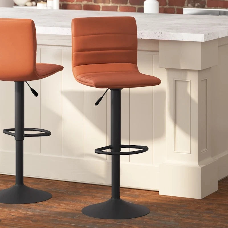 Modern Channel Stitched Adjustable Height Swivel Barstool with Footrest-31