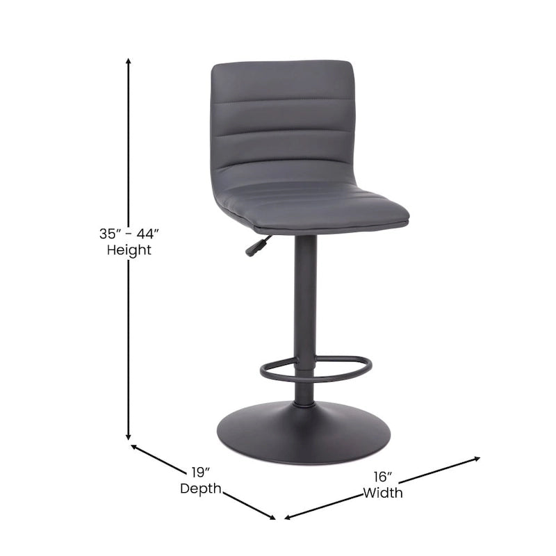 Modern Channel Stitched Adjustable Height Swivel Barstool with Footrest-5