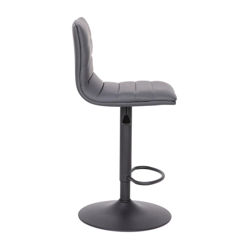 Modern Channel Stitched Adjustable Height Swivel Barstool with Footrest-8