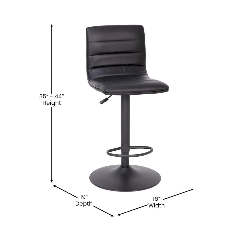 Modern Channel Stitched Adjustable Height Swivel Barstool with Footrest-15
