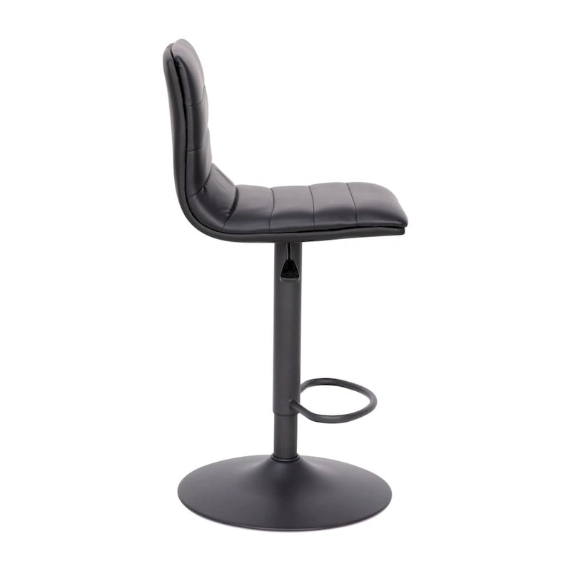 Modern Channel Stitched Adjustable Height Swivel Barstool with Footrest-18