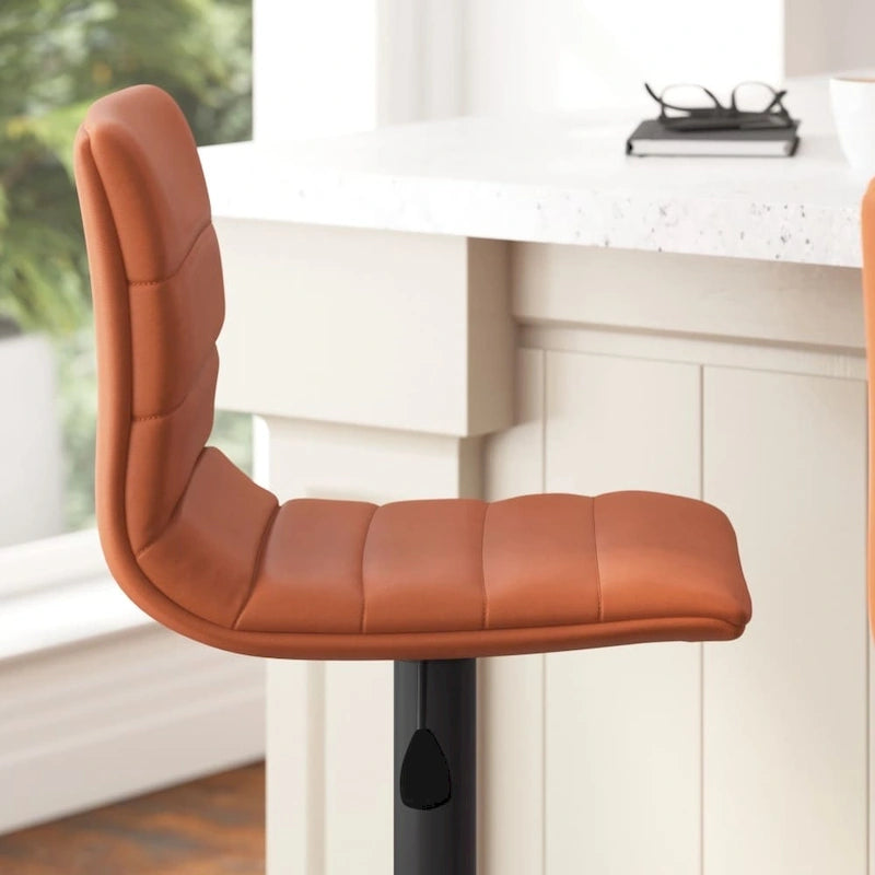 Modern Channel Stitched Adjustable Height Swivel Barstool with Footrest-23