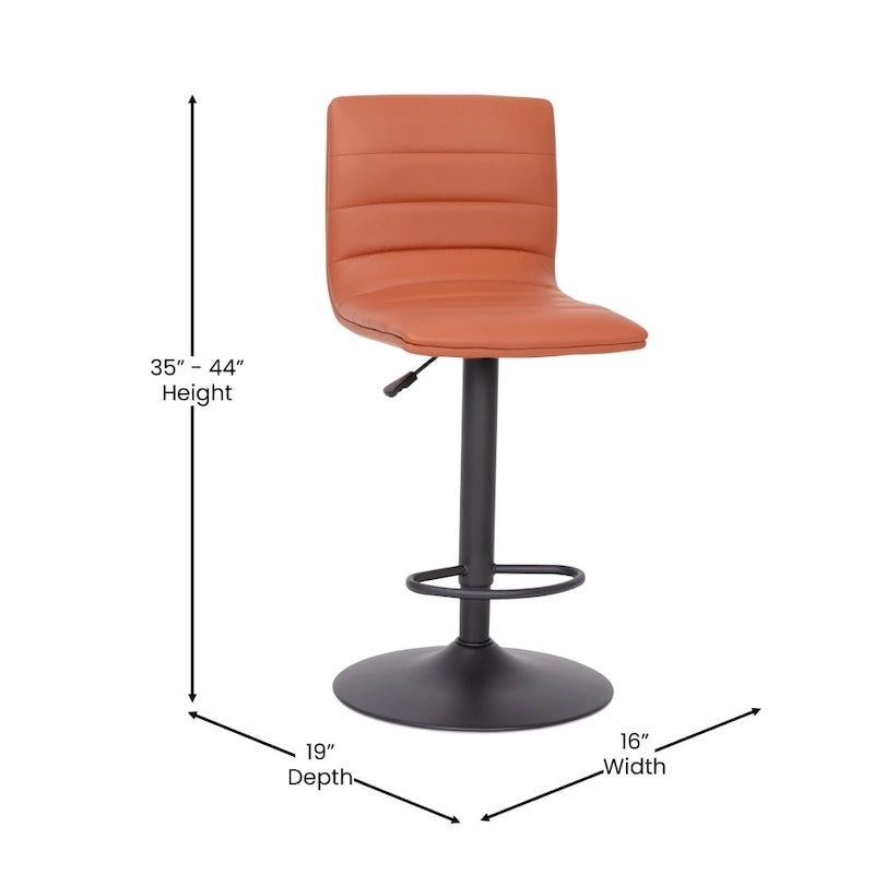 Modern Channel Stitched Adjustable Height Swivel Barstool with Footrest-25