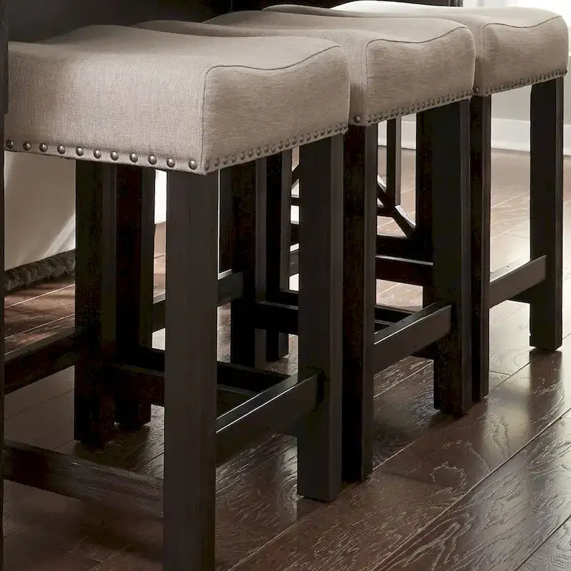 Heatherbrook Charcoal and Ash Upholstered Console Stool