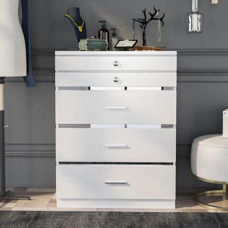 Mary Glam 5-Drawer Jewelry Armoire with Felt by Furniture of America-4