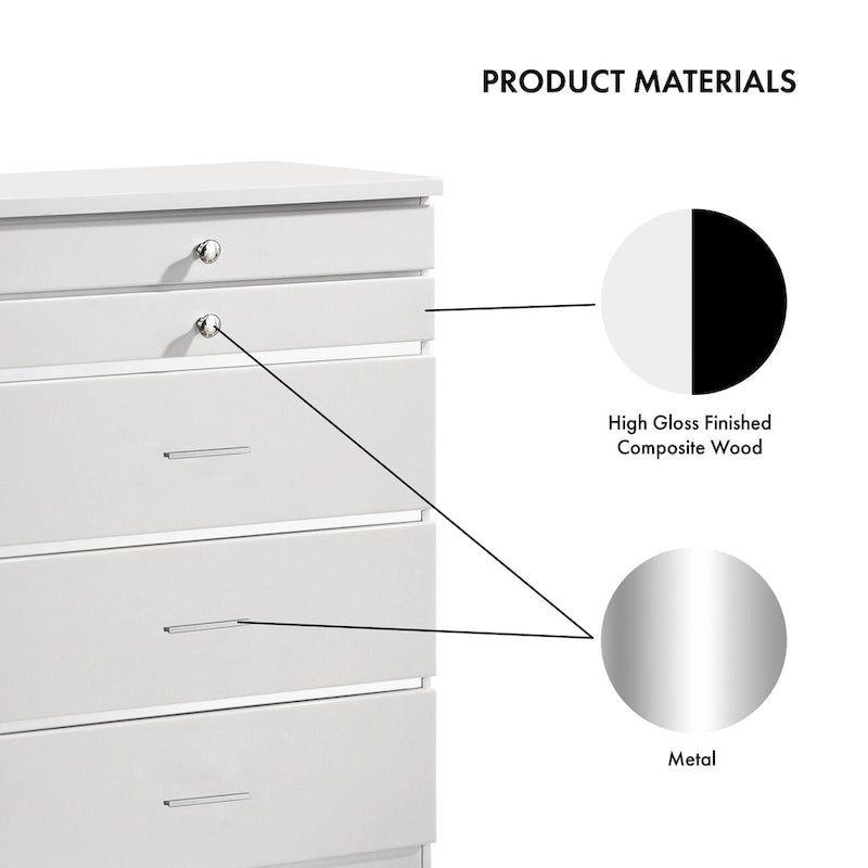 Mary Glam 5-Drawer Jewelry Armoire with Felt by Furniture of America-6