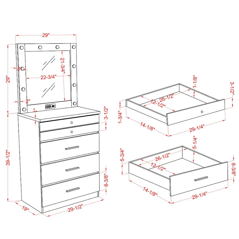 Mary Glam 5-Drawer Jewelry Armoire with Felt by Furniture of America-8