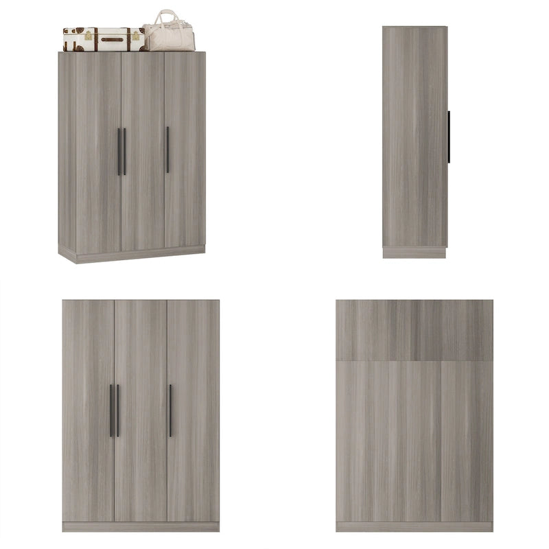 Large Wardrobe Armoire Wooden Closet with 3 Doors for Bedroom Hanging-7