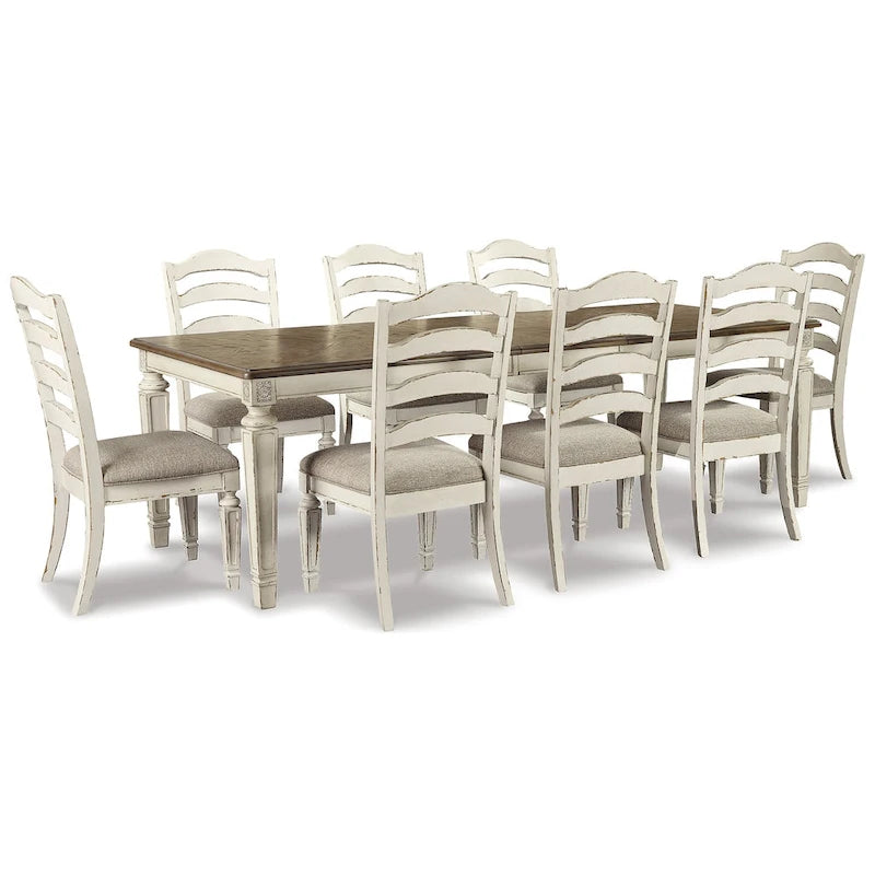 Signature Design by Ashley Realyn White / Light Brown 9-Piece Dining Package-2