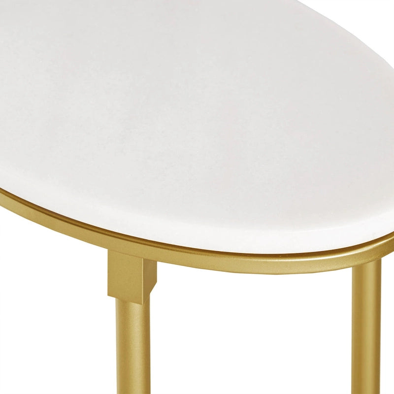 Madison Park Signature Bordeaux Gold-finished Metal Oval End Table With White Marble Tabletop-5