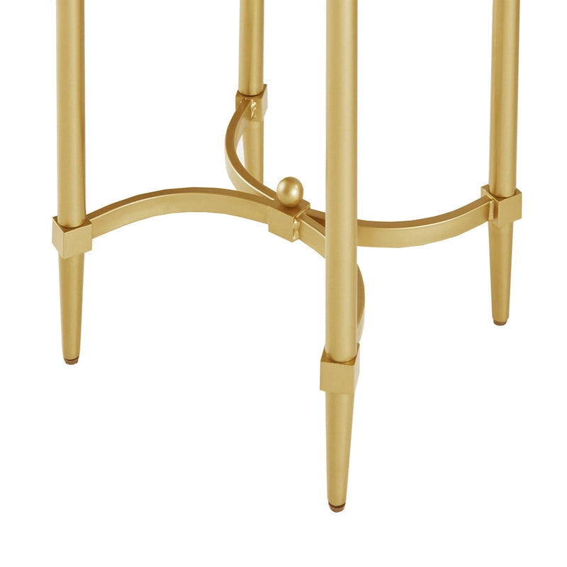 Madison Park Signature Bordeaux Gold-finished Metal Oval End Table With White Marble Tabletop-6