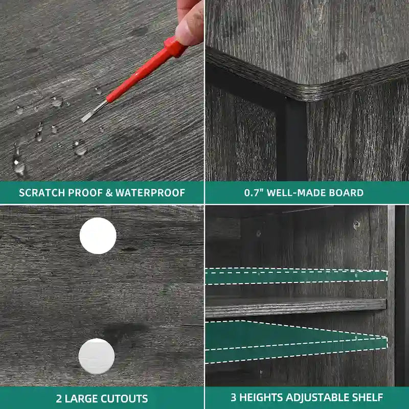 Moasis Farmhouse Corner TV Stand for TVs up to 55 Wood TV Media Console Entertainment Center-5