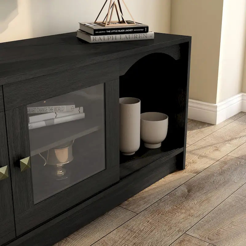 DH BASIC Transitional Espresso 62-inch TV Stand with Storage by Denhour-4