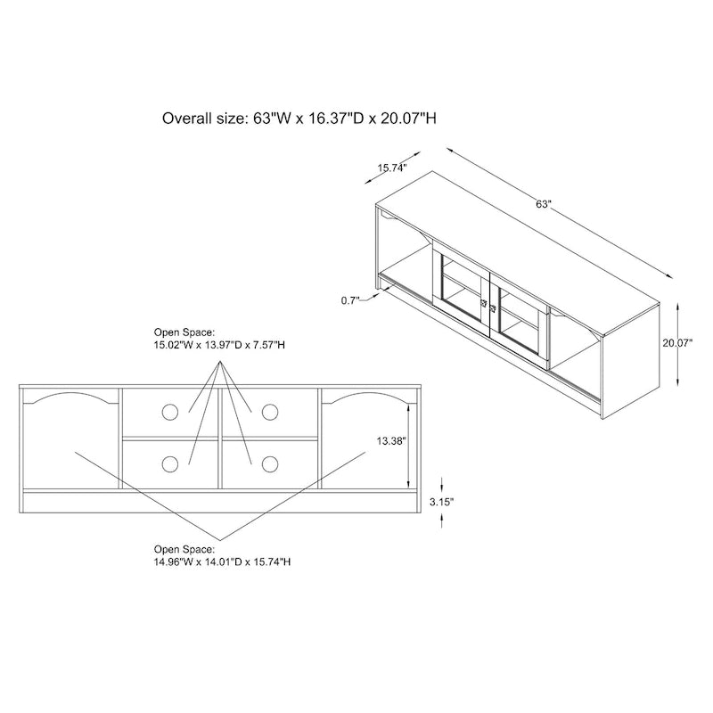 DH BASIC Transitional Espresso 62-inch TV Stand with Storage by Denhour-10