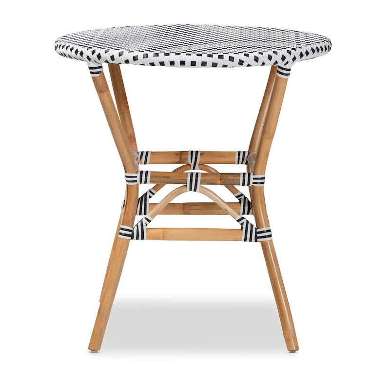 Tavor Classic French Black &White Weaving/ Natural Rattan Indoor and Outdoor Dining Table-3