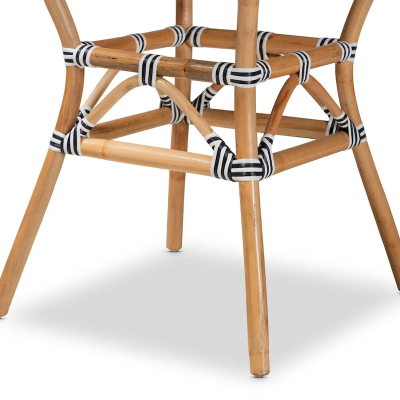 Tavor Classic French Black &White Weaving/ Natural Rattan Indoor and Outdoor Dining Table-5