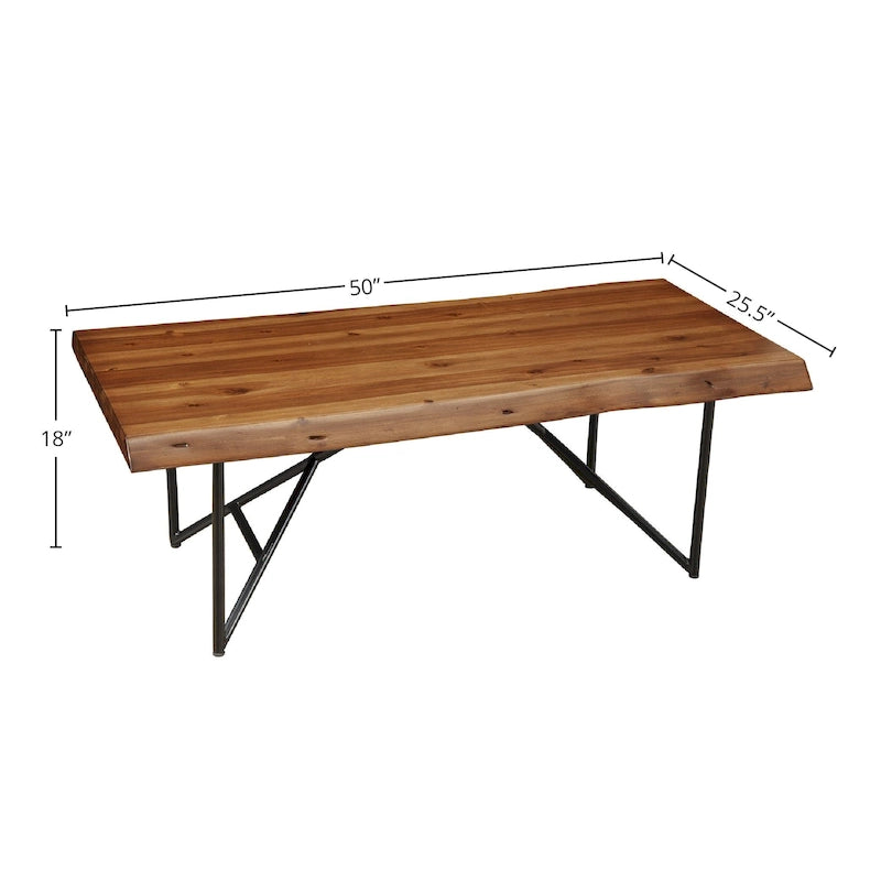 Alpine Furniture Live Edge Coffee/Cocktail Table - Light Walnut - 50Wx25.5Dx18H-6