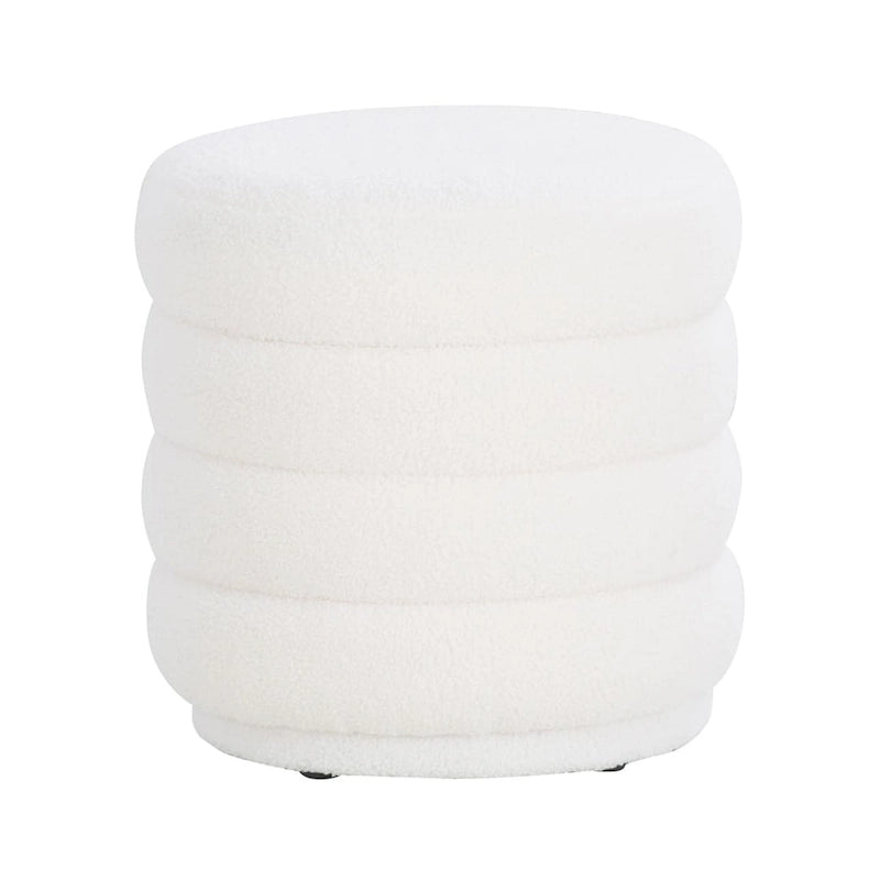 Hawley White Round Sherpa Ottoman-3