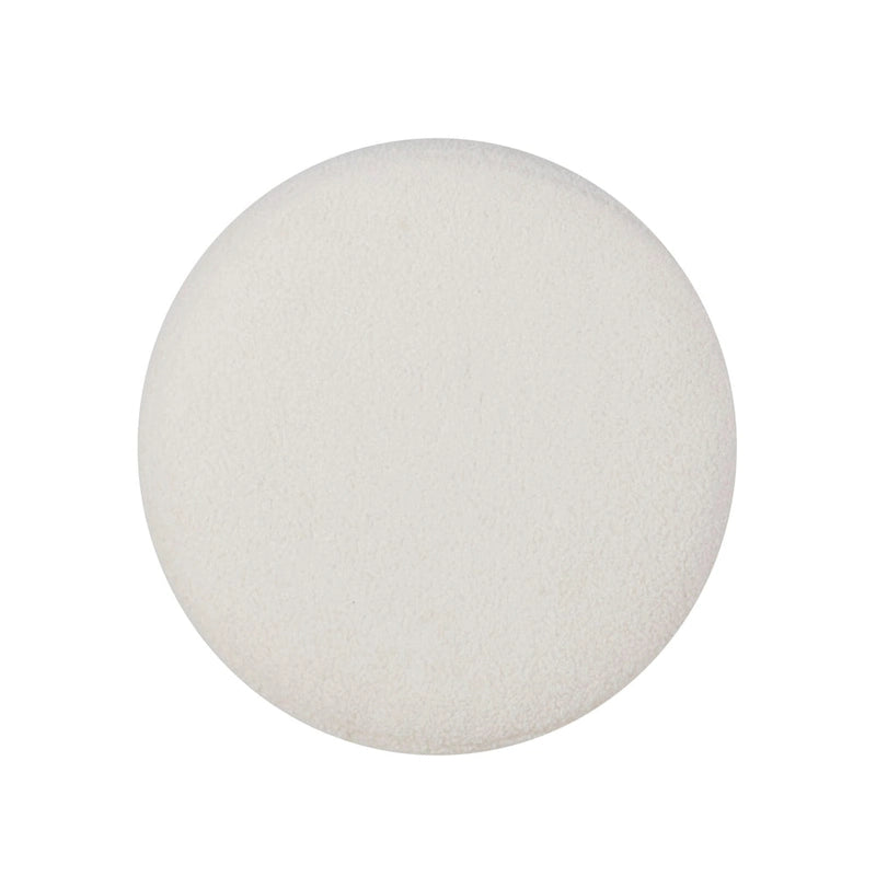Hawley White Round Sherpa Ottoman-4